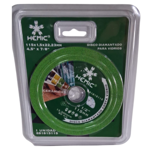 Disco diamantado corta vidrio 4 1/2" x 1,5 mm